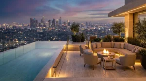Terraza de una propiedad con galería que cuenta un recorrido narrativo