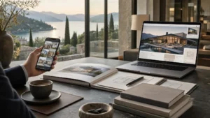 Propietario evaluando la propuesta de un agente inmobiliario en Marbella